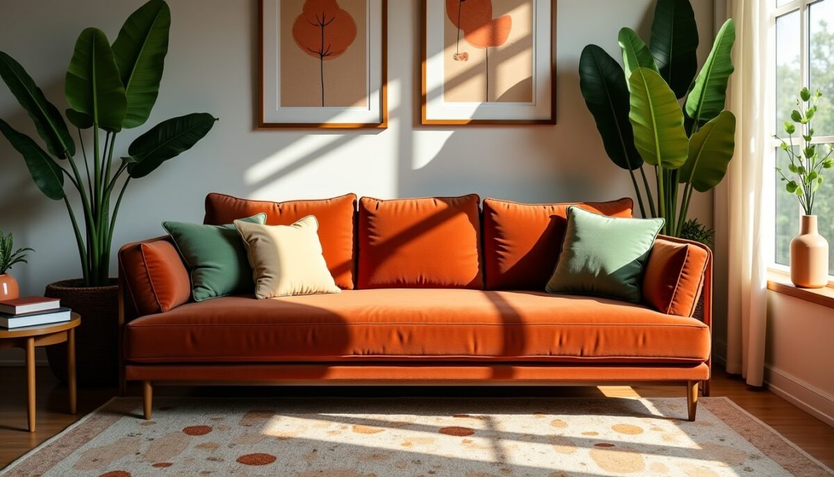 Comment harmoniser les couleurs avec un canapé rouille ?